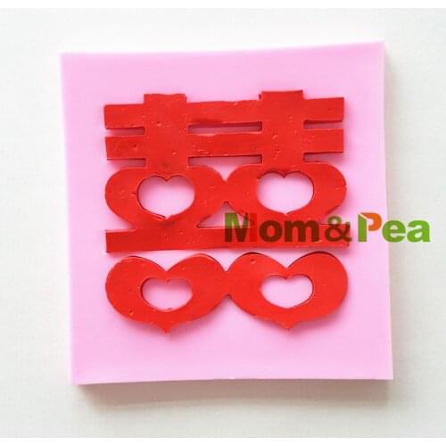 Mom&Pea 1241-2 Free Shipping Double Happiness Silicone Mold Cake Decoration Fondant Cake 3D Mold Food Grade