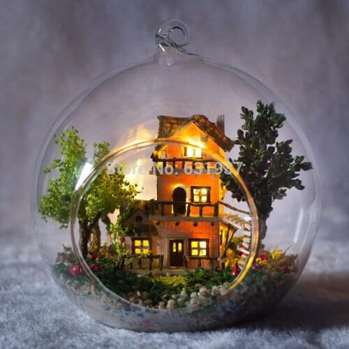 Iy Doll House Mini Glass Ball Model Building Kits Handmade Wooden Miniature Dollhouse Toy Christmas Gift -Norways tree house