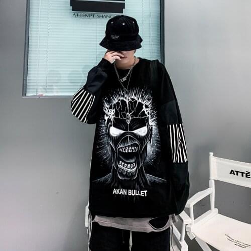 2021 Streetwear Long Sleeve Tee T-shirts For Mens Crewneck Cotton Fashion Clothing