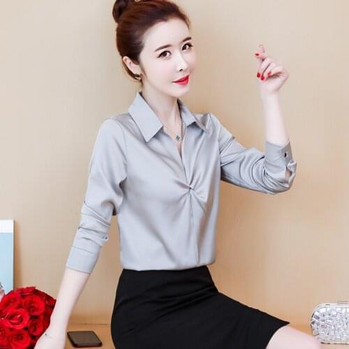 Real Silk Women Basic Shirt Autumn Long Sleeve Plus Size XXXL Blouse Silk Elegant Office Lady Shirts Female Chic SpringTops