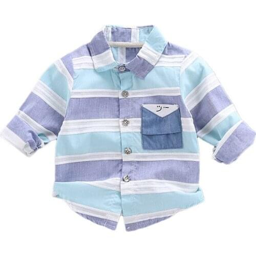 New spring autumn Baby stripe long-sleeved cotton shirt girl boy children casual clothing toddler kids gentleman tops outfit