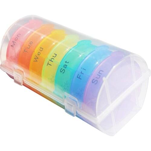 7 Day Pill Organizer (Thrice-a-Day) ,Colorful Weekly Pill Box Case BPA Free with