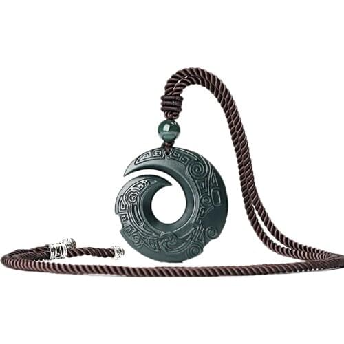 Natural Jade Pendant Necklace Hetian Jade Jewelry For Men Gift Buddhist Lucky Necklace Pendant