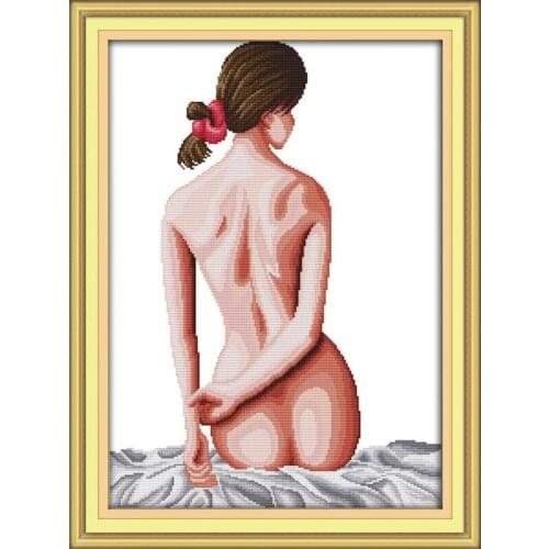 Joy Sunday Stamped Cross Stitch Kits Woman Back Printed 11CT 14CT Counted Home Decor Embroidery Handmade Needlework Sets
