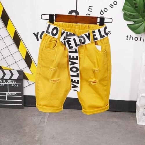 New Hot Summer Children Shorts Boy Girl Ripped Shorts Kids Clothes Toddler Baby Boys Shorts 2-7Year Children Casual Pants