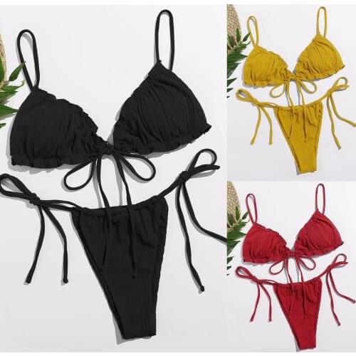 Sexy Micro Bikini 2021 Swimsuit Women Bandage Bikini Set Swimwear Female Halter Top Brazilian Bathing Suit Bather Biquini