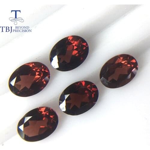 Tbj , natural mozambique garnet loose gemstone oval 6*8mm ard 7.2ct 5 piece in one lot for 925 sterling silver jewelry mounting