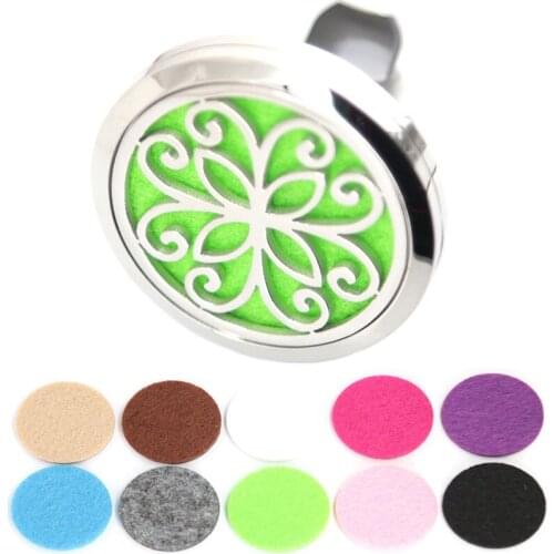 AMYA Jewelry Flower 38mm Diffuser 316 Stainless Steel Car Aroma Locket Essential Oil Car Diffuser Lockets Free Pads