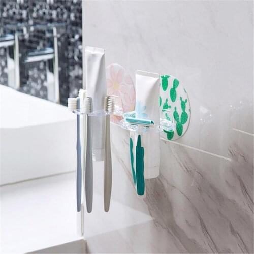 Bathroomaccessories 1pc Plastic Toothbrush Holder Toothpaste Storage Rack Shaver Tooth Brush Dispenser Bathroom Organizer Access