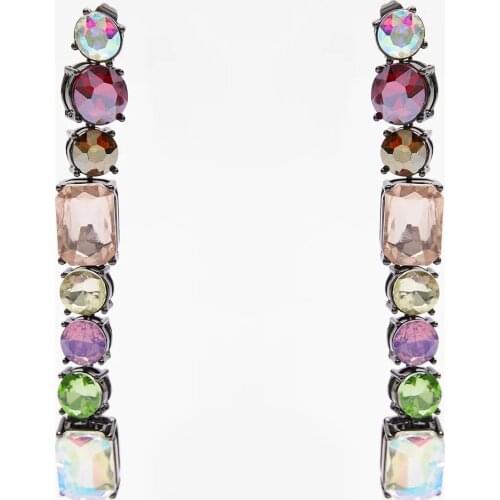 Vedawas ZA Jewel Drop Earring For Women Boho Rhinestone Multicolored Long Hanging Fring Statement Earrings Sexy Jewelry Party