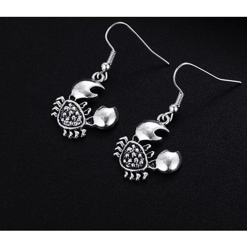 Trendy Vintage Crab Shape Dangle Earrings for Women Girl Retro Drop Earrings Cute Small Object Earring Jewelry Bijoux