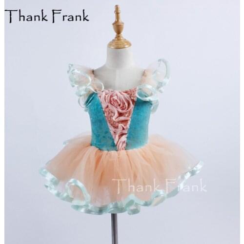 Sequin Flower Ballet Dance Costume Ruffle Sleeves Childrens Dress Clothes For Women C420