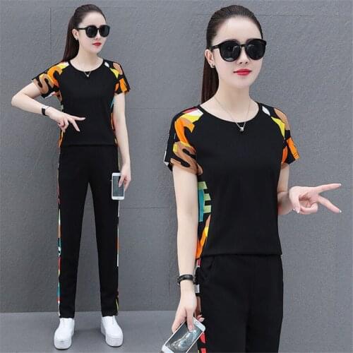 Women Two Piece Set 2021 new summer high quality sportswear casual short sleeve suit Womens Fashion western style two piece suit