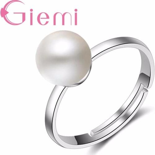 New Arrival Classical White Pearl Adjust Finger Rings High Quality Solid 925 Sterling Silver Jewelry For Women Ladies Wholesale