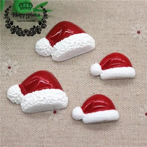 10pcs Resin Flatback Cabochon Christmas Hat Miniature Art Supply Decoration Charm Craft