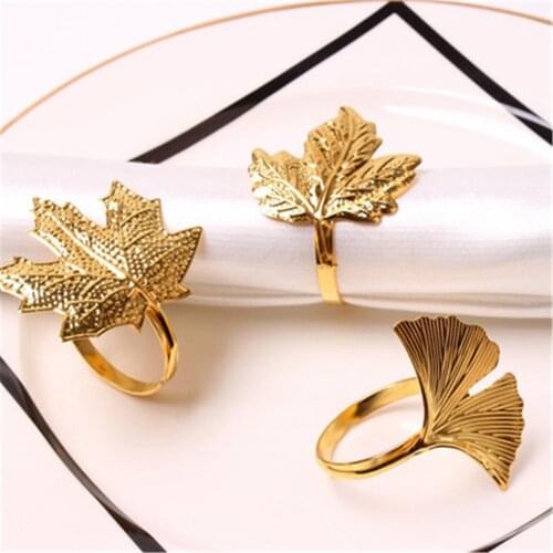 12 / PCS Hotel Western Restaurant metal leaf napkin ring ginkgo leaf maple leaf napkin ring napkin buckle metal napkin ring