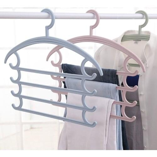 2Pcs/Set Multifunctional Anti Slip Clothes Hanger Magic Pants Rack Scarf Hangers Drying Rack Closet Organizers Storage Rack