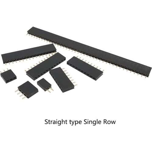 20PCS 2 Pin - 40Pin 2.54 mm Pitch Straight Single Row Female Socket PCB Board Pin Header Connector Strip for Arduino
