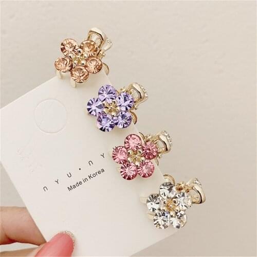 2021 Gorgeous Rhinestones Small Flower Hair Claw Clips Metal Crystals Hairpins Hair Accessories for Girl Headdress Ornament