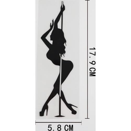 5.8CMX17.9CM Pole Dance Stripper Sexy Hot Girl Vinyl Car Sticker Black/Silver 8A-0412
