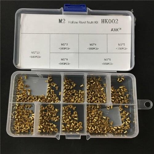 600Pcs/set M2*3/4/5/6/8/10 GB876 Tubular Rivets Double-sided Circuit Board PCB Nails Brass Hollow Rivet Nuts Kit HK002