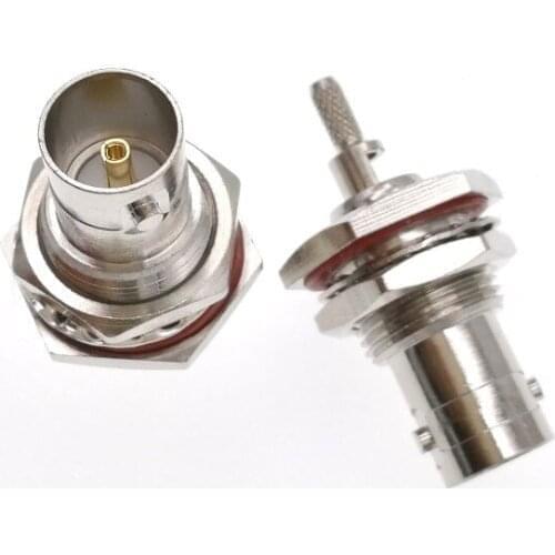 75ohm BNC Female Connector Crimp Jack Female Bulkhead O-ring For Coaxial Cable RG179 RG174 RG316 LMR100 1PCS