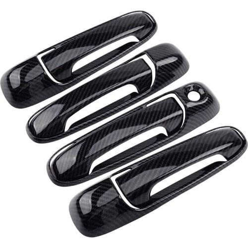 8pcs Carbon Fiber Style Car Door Handle Cover Trim Decoration Styling Moulding Fit For Dodge Dakota Ram 1500 2500 3500 Durango