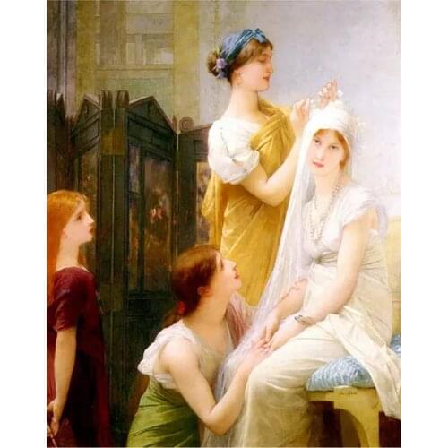 Jules Joseph Lefebvre 5D DIY Full Round Diamond Painting Fiancée Cross Stitch 3D Embroidery Rhinestone Mosaic Home Decor Y1682