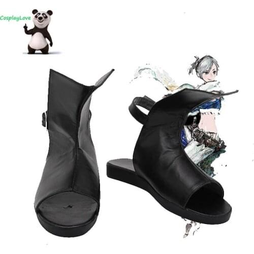 Bravely Default 2 Mercenary Adelle Black Cosplay Shoes Long Boots Leather Custom Made CosplayLove For Boy Men Christmas