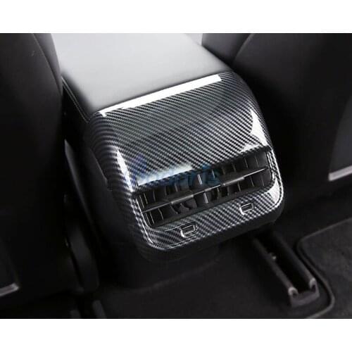 Carbon Fiber Color Rear Seat Air Vent AC Outlet Vent Cover Panel Car Styling For Tesla Model 3 2017 2018 2019 Accessories