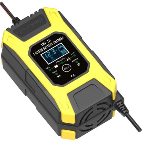 FOXSUR 7A 12V Lead Acid Battery Charger 7-Stage Smart Battery Charger Car Motorcycle Pulse Repair Charger for AGM GEL WET EFB
