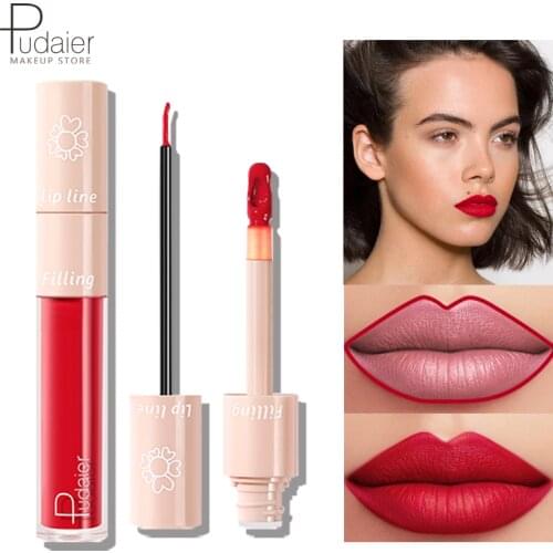Pudaier 2 in 1 perfect lipstick professional makeup full Portable matte Liquid lipsticks for makeup tint lip line waterproof