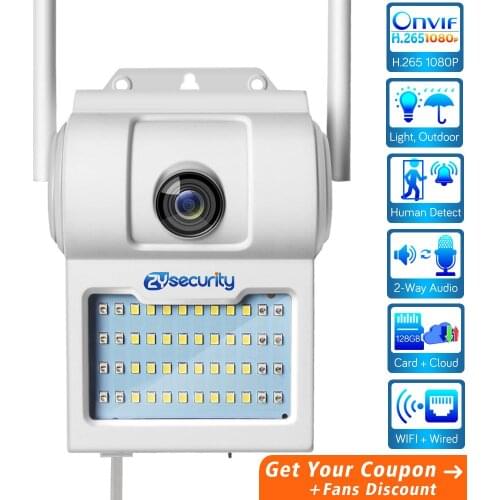 H.265 1080P WiFi IP Camera Wall Lamp Security Camera Outdoor Two Way Audio Floodlight Color Night Vision Wireless Camera iCSee
