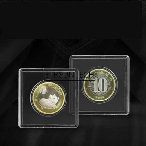 600pcs Square Coin Capsule 27mm Coin Collection Container Storage Box Protective Transparent Display Gaine Case