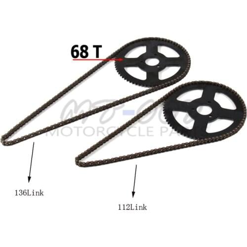47cc 49cc pocket bike chain 25H 112L or 136L loops +rear chain sprocket mini moto atv quad 2 stroke engine parts accessories