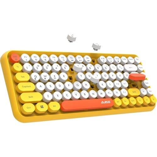 AJAZZ 308I 84 Keys Bluetooth Keyboard Round Keys Typewriter Round Keycap Keyboard for Windows/iOS/Android