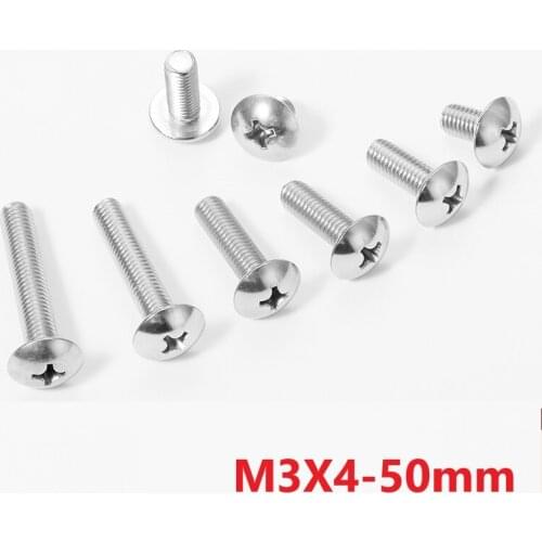 3mm Cross Recessed Truss Head Machine Screws M3 x 4 5 6 8 10 45 50Mushroom Big Flat Head Screw 304 Stainless Steel Philips Bolts