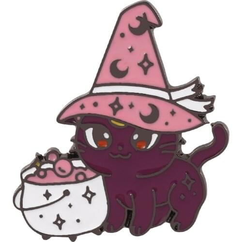 Sailor Moons Purple Hard Enamel Pin Fashion Cartoons Animal Kawaii pink hat Cat Brooch Anime Fans Collect Badge Unique Gift