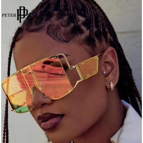 Fashion Square Sunglasses Women New Oversized Men Shades Glasses Luxury Brand Metal Rivet Trend Unique Female Eyewear