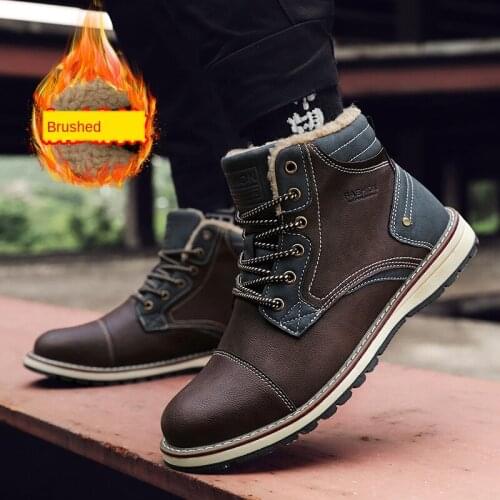 Mens Shoes 2020 New Cotton Shoes Leisure Martin Boots Cross-Border Footwear Warm Plush Fur Winter Boots High-top Tassel PU