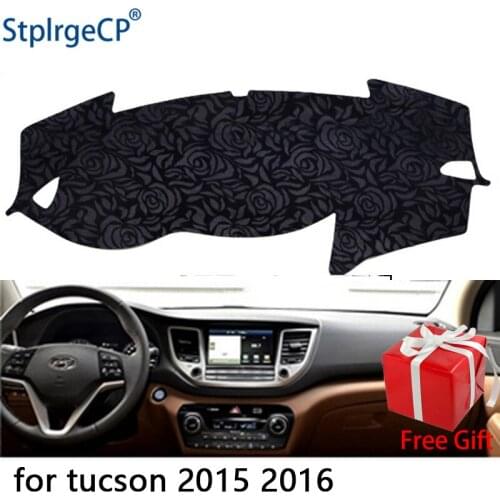 Rose Pattern Non-slip Car Dashboard Cover Dash Mat Pad DashMat ANti-UV Car Sticker for Hyundai Tucson 3rd 2015-2018 Car Styling