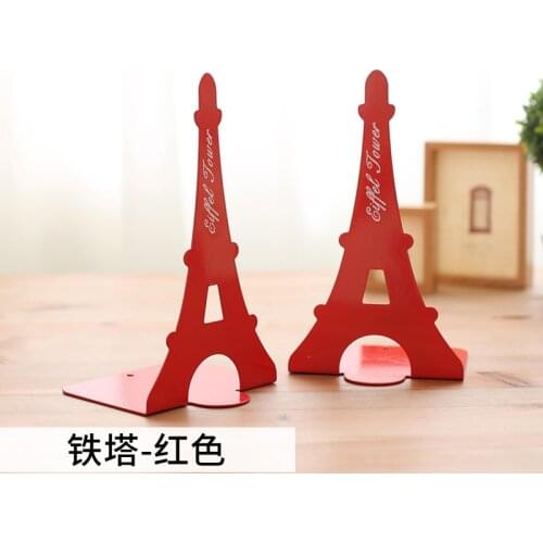 New 2 Pcs/Set Fashion Eiffel Tower Design Bookshelf Large Metal Bookend Book Stand Reading Book Holder Shelf