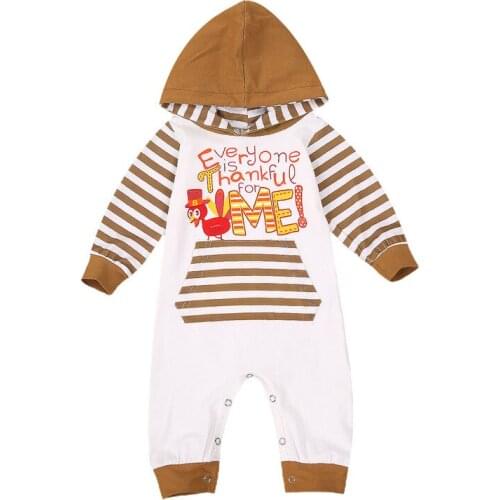 One Persent 2021 Infant Clothing Baby Girl Boy Long Sleeve Romper Stripes Button Clothing One-Pieces Suits Hooded Rompers