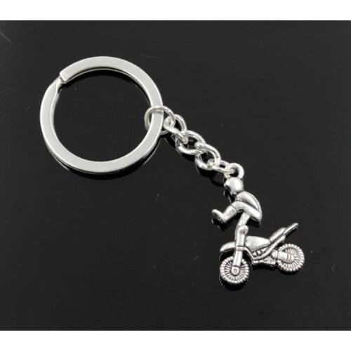 New Fashion Men 30mm Keychain DIY Metal Holder Chain Vintage Motorcycle Motorcross 29x23mm Silver Color Pendant Gift