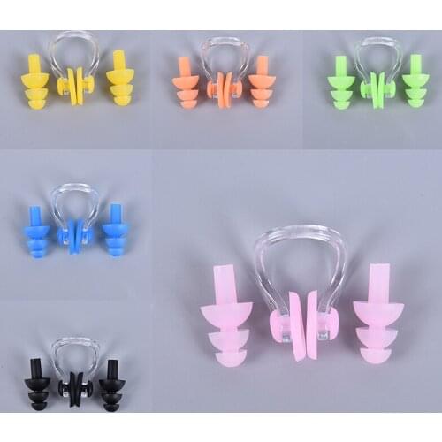 Swimming Earplugs Nose Clip Case Protective Waterproof Protection Ear Plug Soft Silicone Swim Dive Supplies Sleep Stops Snoring