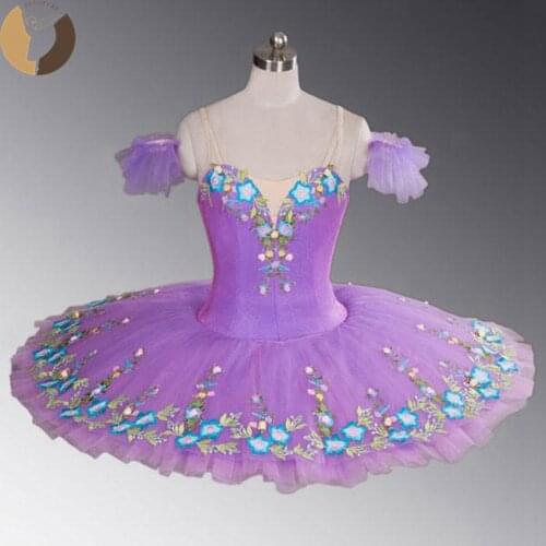 FLTOTURE Purple Ballet Pancake Paltter professional Performance Costumes lilac Fairy Tutu Skirt Sleeping Beauty Ballet Dresses