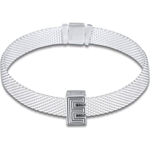 Fits for Pandora Charms Bracelets Letter E Clip Beads 100% 925 Sterling Silver Jewelry Free Shipping