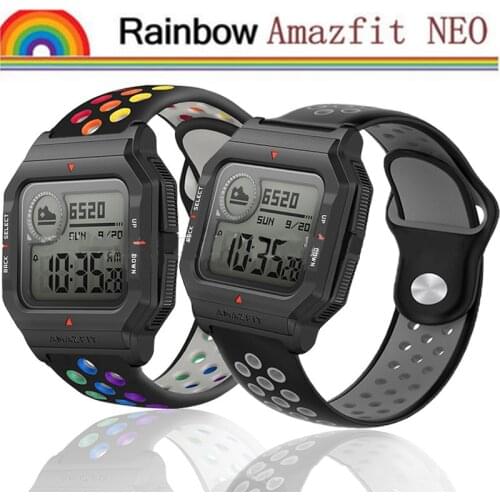 Rainbow Strap for Xiaomi Huami Amazfit Neo Breathable Silicone WatchBands for Huami Amazfit GTS GTR BIP Lite 20mm 22mm Bracelet