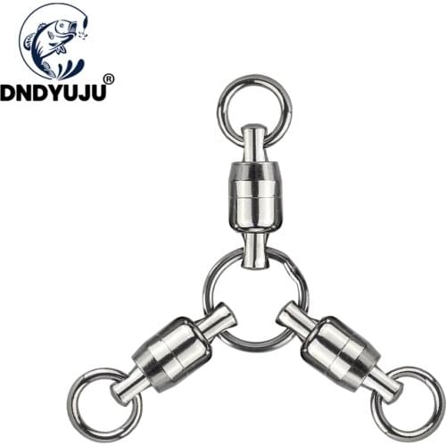 DNDYUJU 10pcs Three Way Fishing Connector Bearing Rolling Swivel Stainless Steel Fish Hooks Lure Tackle Accessories