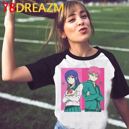 Saiki k t shirt female 2021 casual grunge kawaii white t shirt top tees t shirt plus size graphic tees women